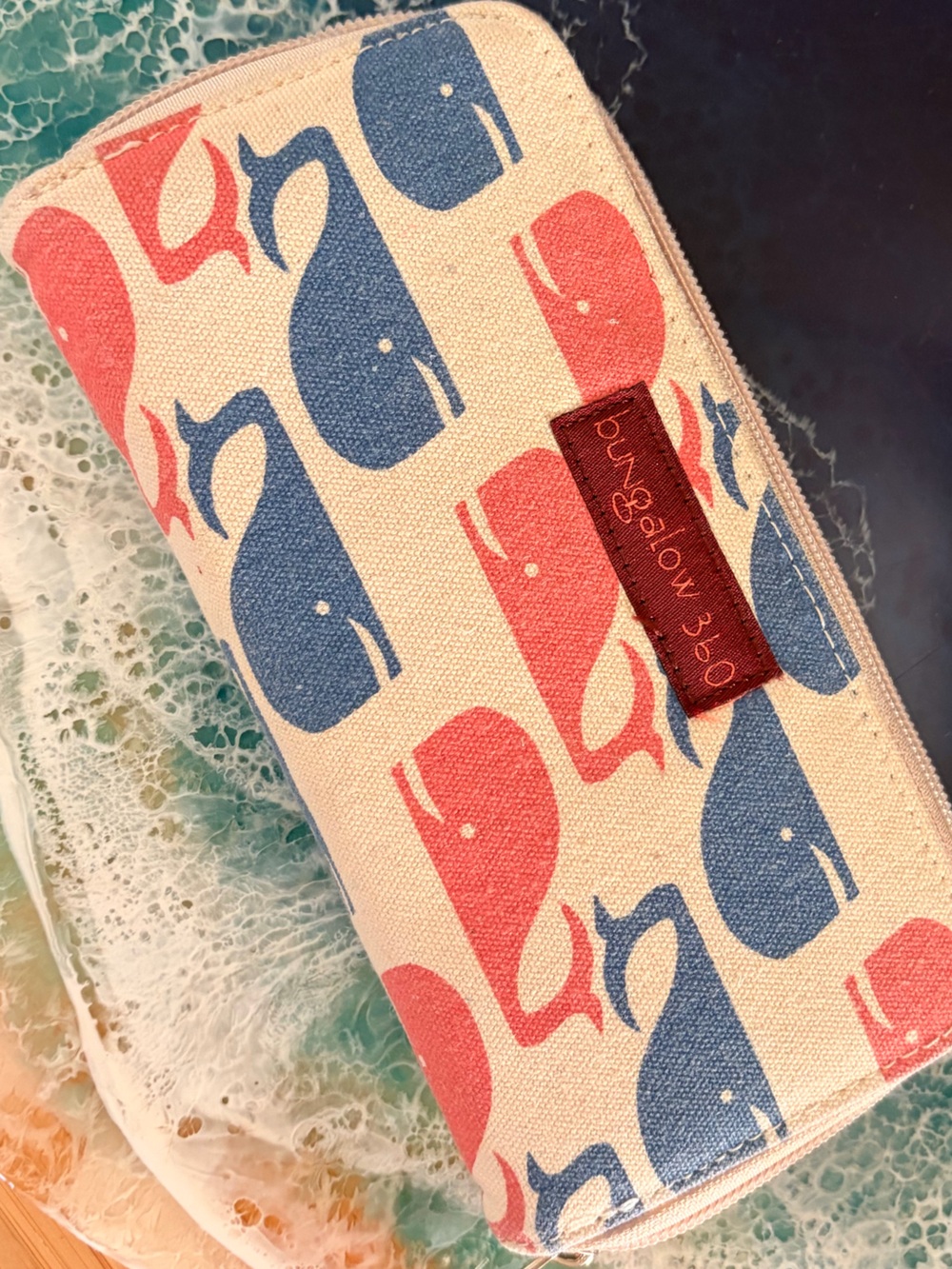 🐳Bungalow 360 Blue & Pink Whale Canvas wallet